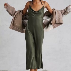 Anthropologie - Elyse Bias Slip Dress - Green